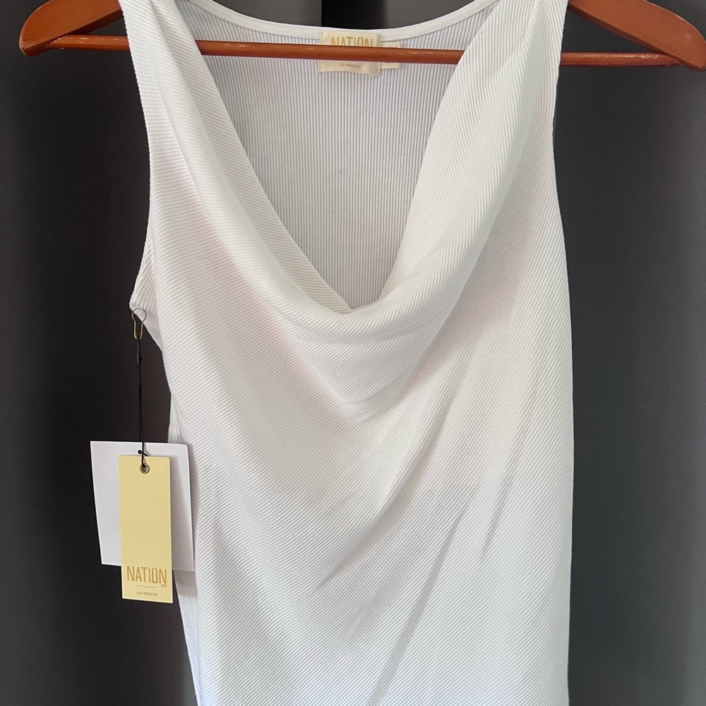 Nation Los Angles White Organic Pima Cotton Sleeveless Top